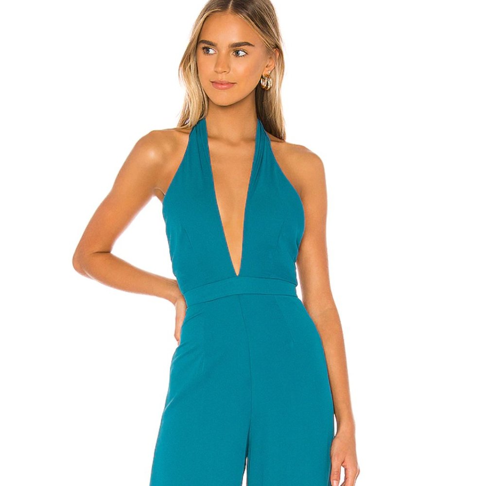 superdown Kelly Halter Jumpsuit Teal Size M